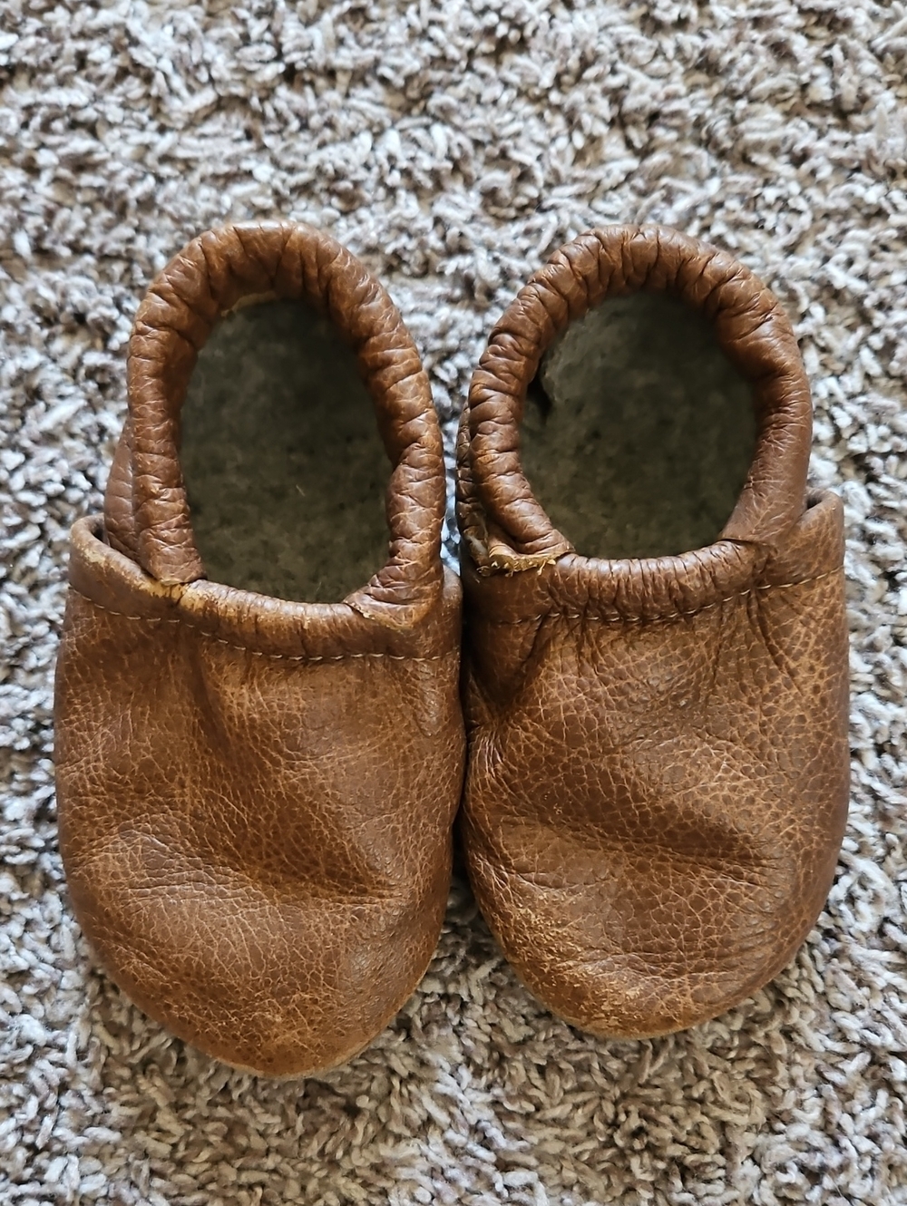 Starry Knight Brown Leather Toddler Moccasins Flexible Rubber Soles Size 7 - Picture 3 of 8